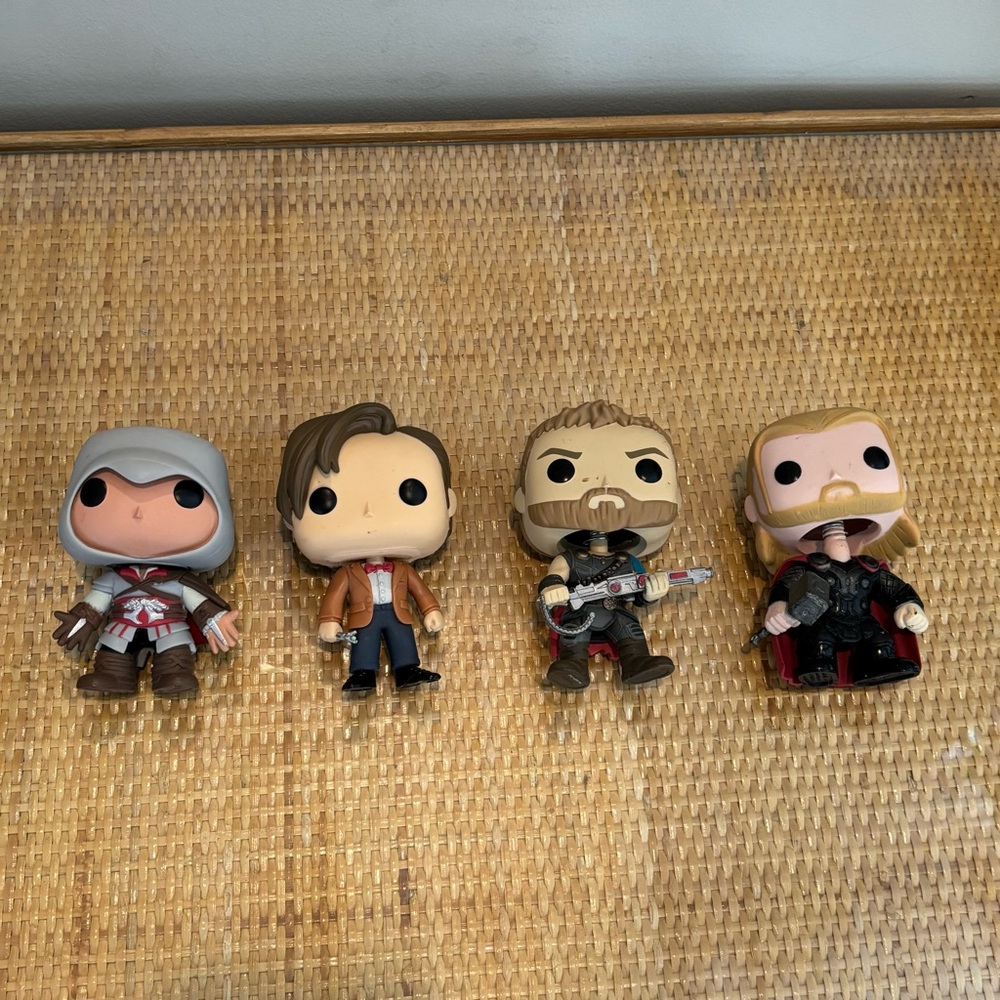 Funko Pop Set of Four Collectible marvel Figures 2 are bobble heads